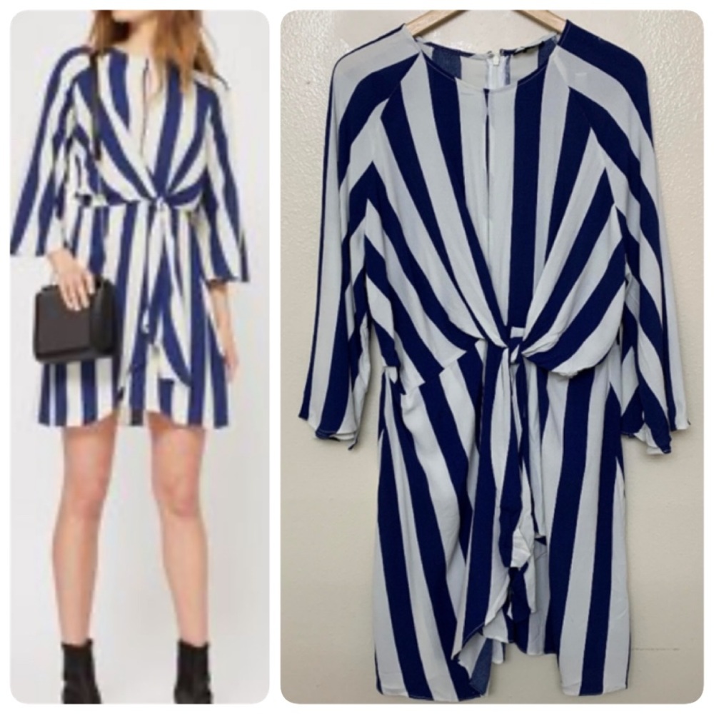 Topshop Humburg Mini Dress Sz 14 Blue Ivory